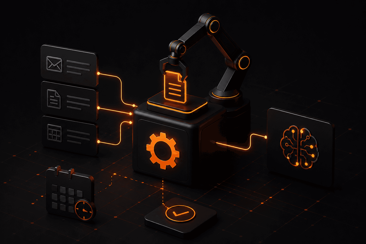 Automation workflow illustration showing process efficiency improvements